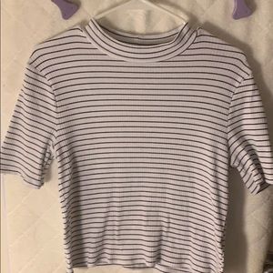 Black stripes on white cropped tee